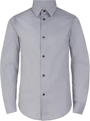 Calvin Klein Boys' Long Sleeve Slim Fit Dress Shirt, Style with Buttoned Cuffs