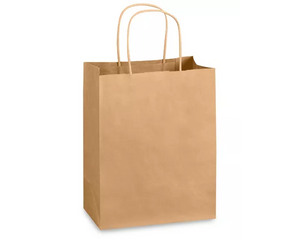 Kraft Paper Shopping Bags - 8 x 4 1⁄2 x 10 1⁄4", Cub